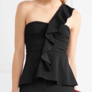 VERONICA BEARD one-shoulder ruffled crepe top